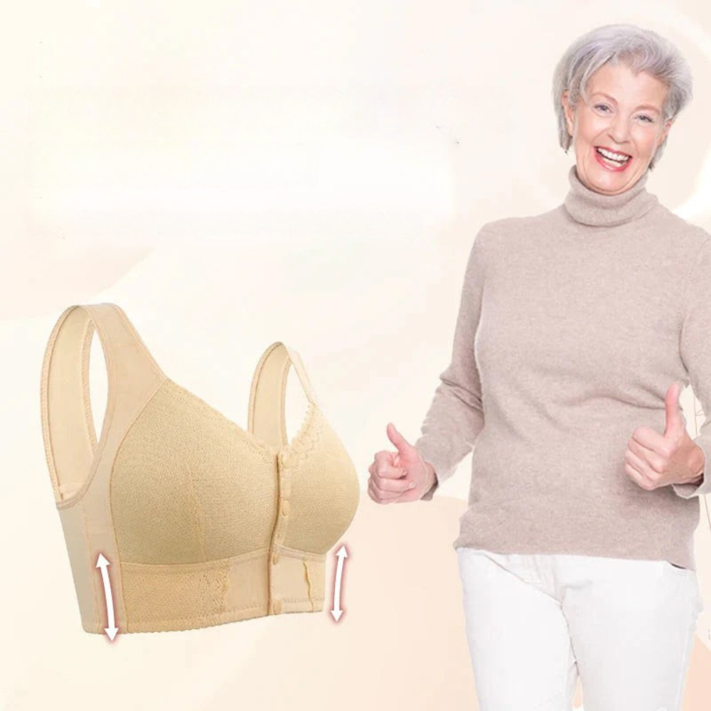 Soutien-gorge sans armatures avec fermeture frontale pour femme en coton doux