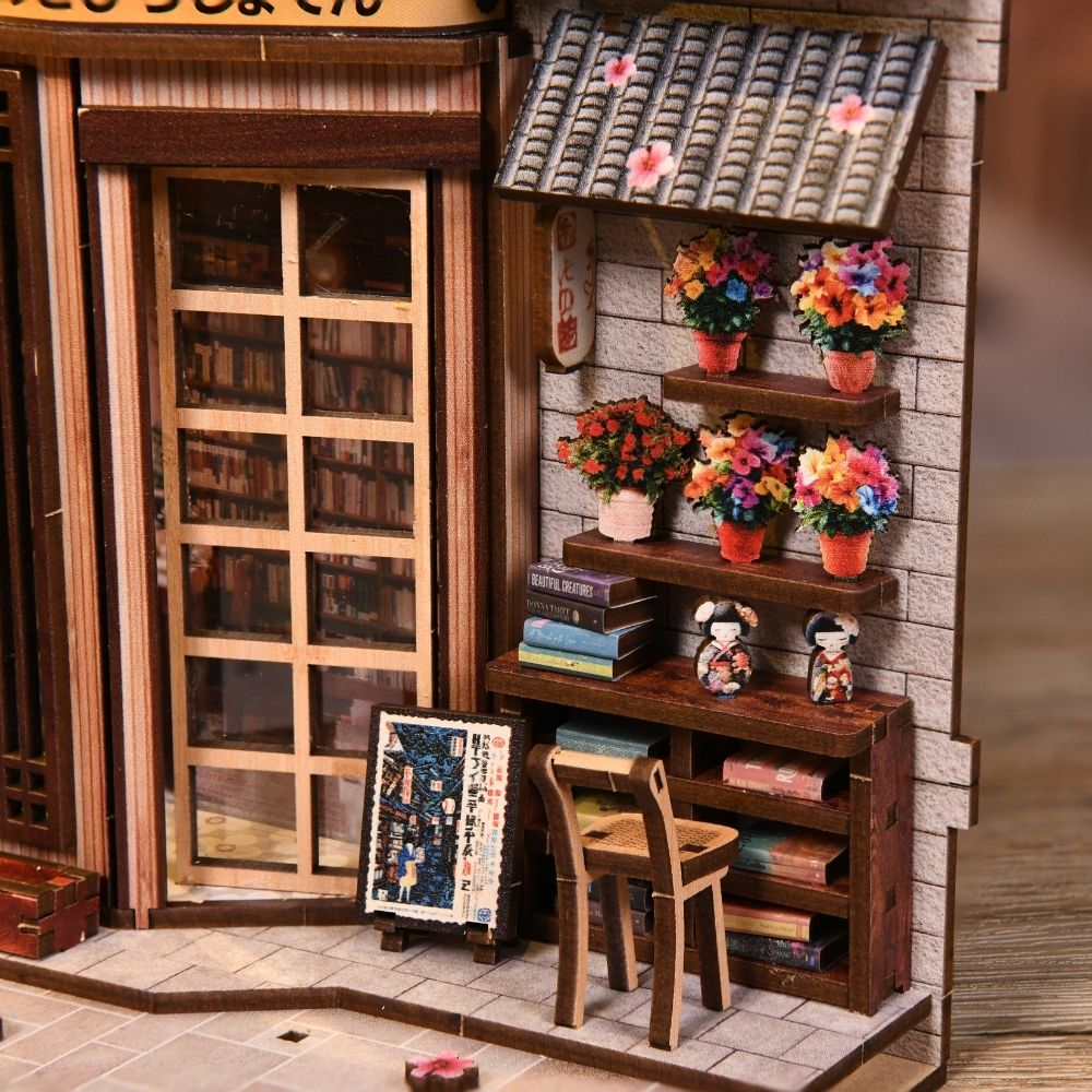 Maquette Book Nook DIY ruelle japonaise avec chats de 280 pièces et éclairage LED