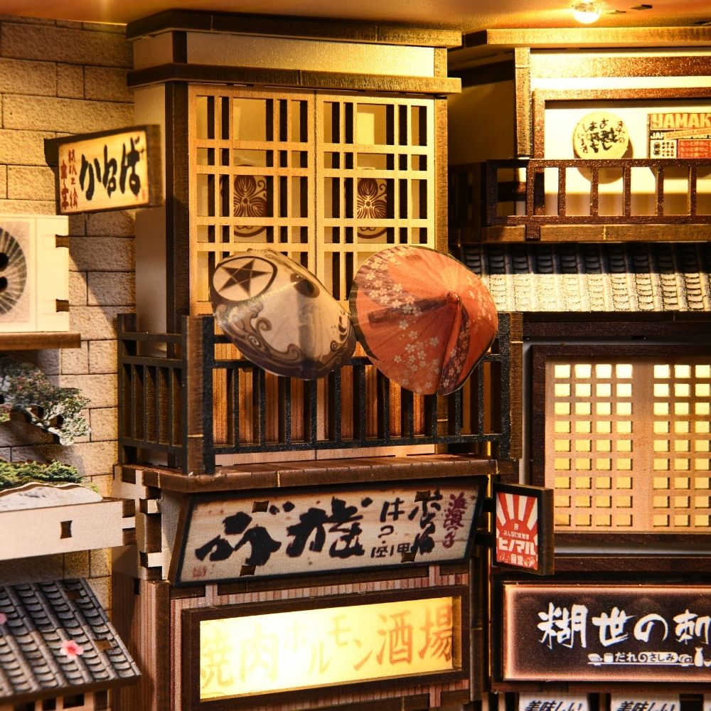 Maquette Book Nook DIY ruelle japonaise avec chats de 280 pièces et éclairage LED