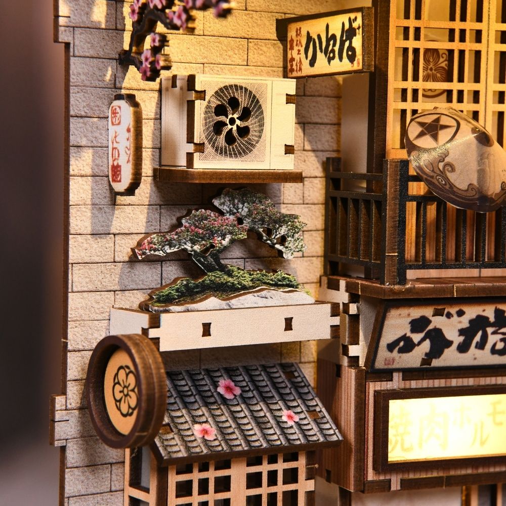 Maquette Book Nook DIY ruelle japonaise avec chats de 280 pièces et éclairage LED