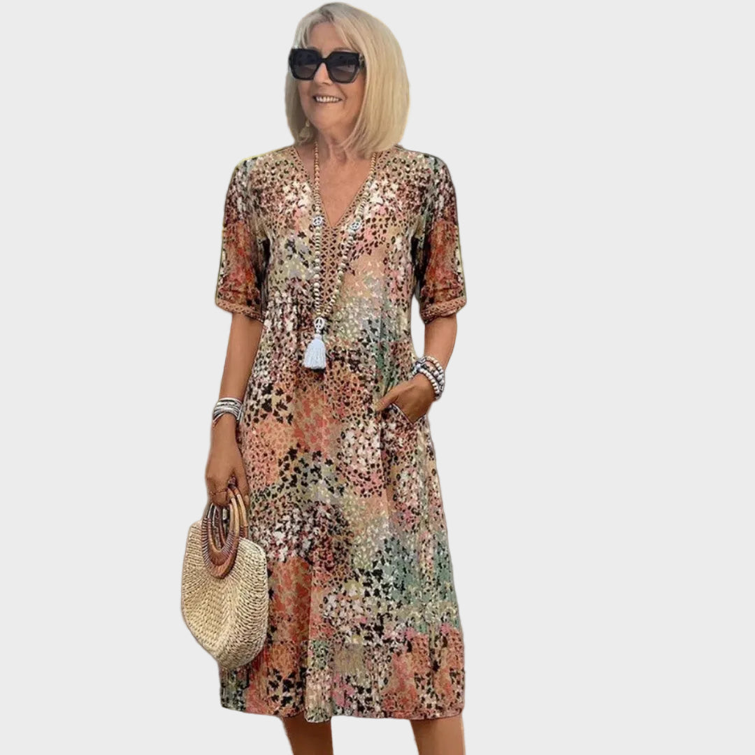 Vestido Midi Estampado para Mujer | Escote en V