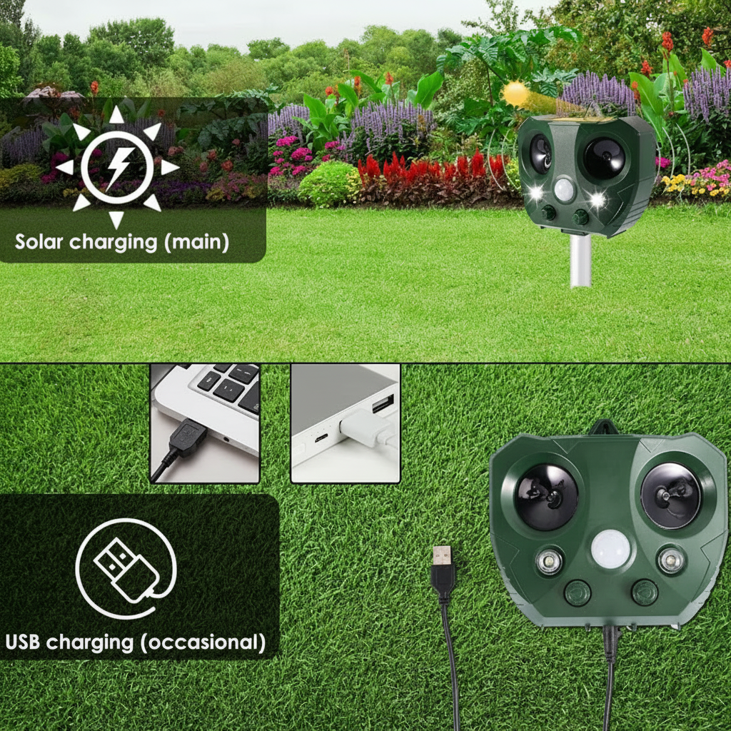 Ahuyentador de pájaros solar - resistente a la intemperie IP44 para exterior
