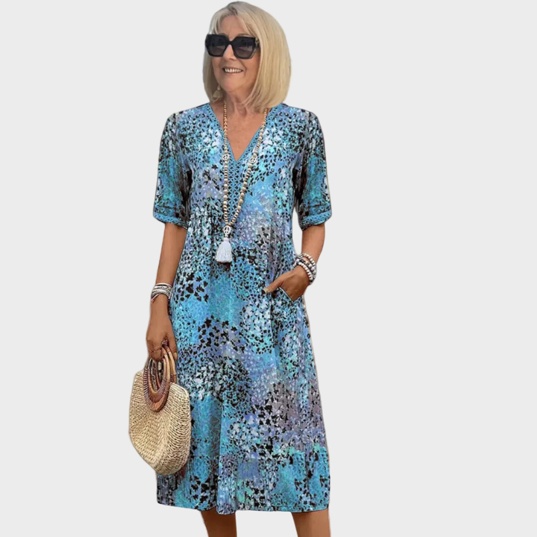 Vestido Midi Estampado para Mujer | Escote en V