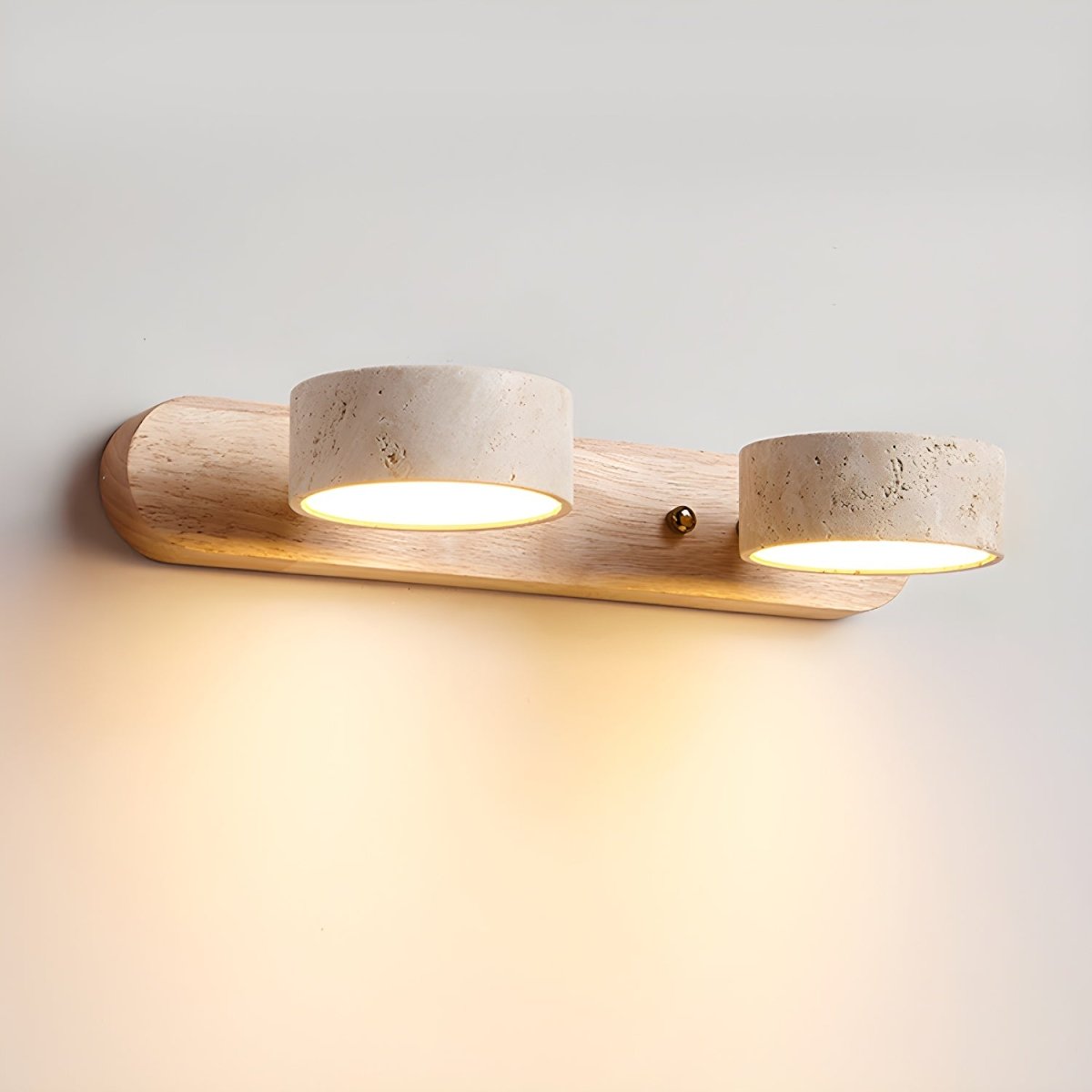 LED-wandlamp van travertijn en hout met 2 tot 4 lampen