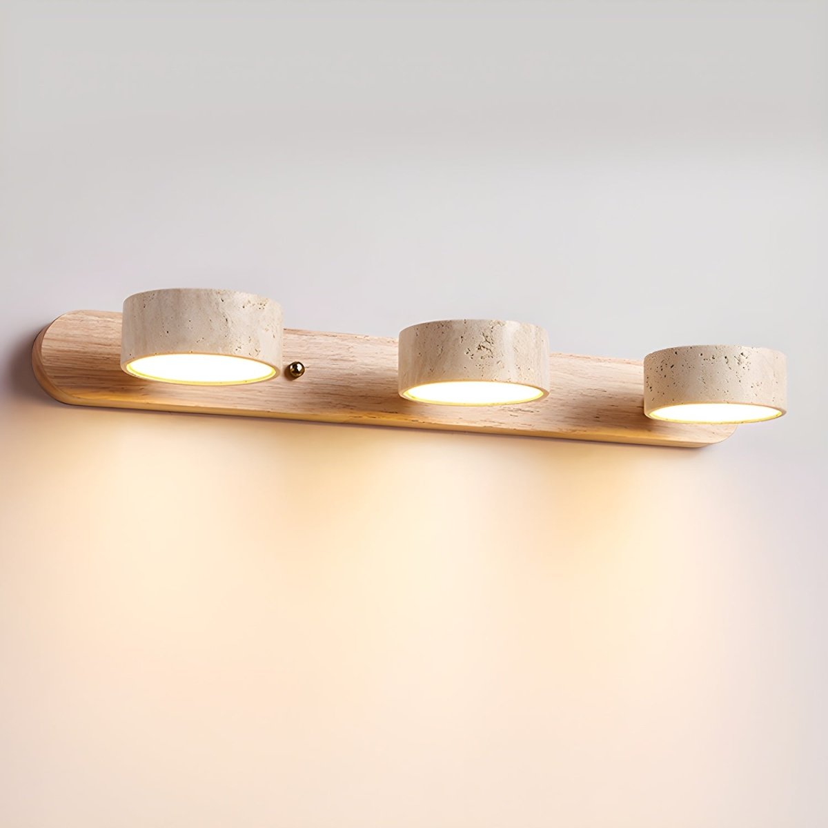 LED-wandlamp van travertijn en hout met 2 tot 4 lampen