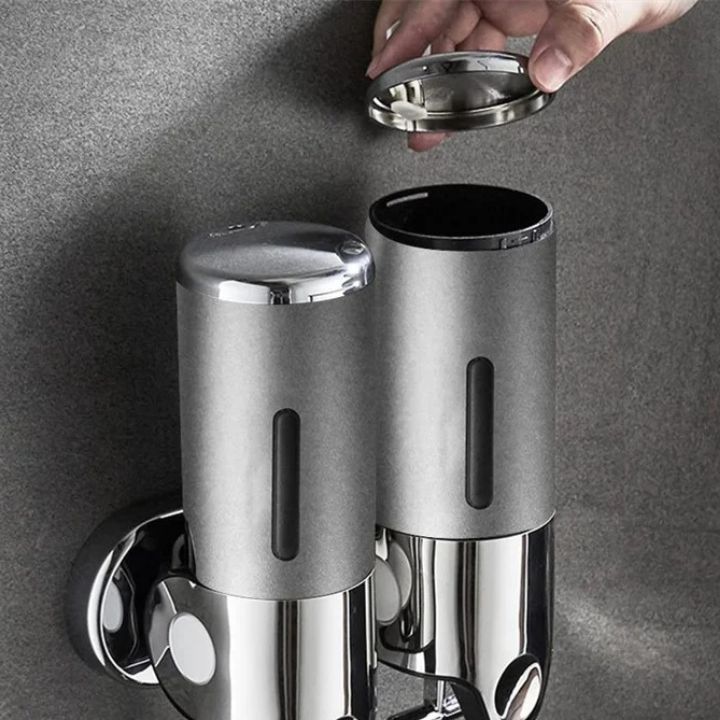 SOAPFORT – Dispensador de jabón de alta calidad, montado en la pared, con un elegante diseño de acero inoxidable