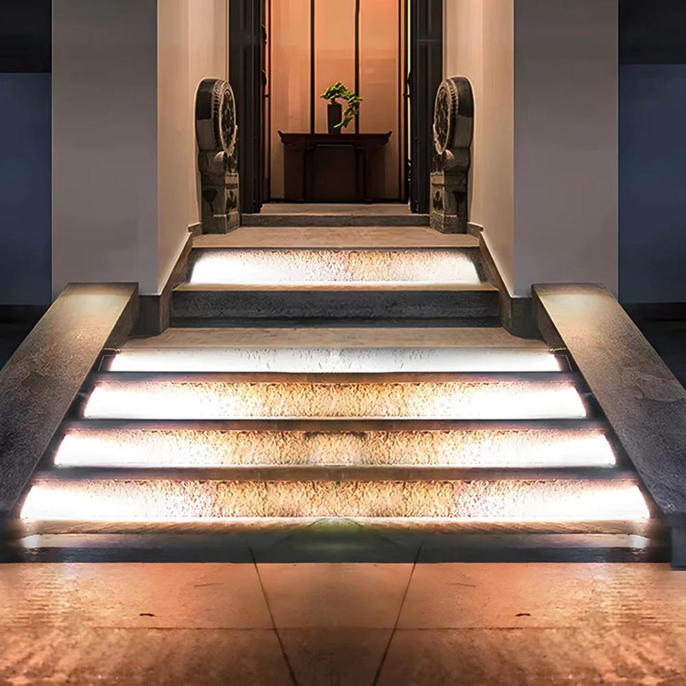 Set led-zonnelampen voor buitentrappen met IP67-bescherming