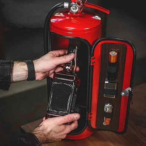 Feuerlöscher Minibar | Handgefertigt mit Holzinnenausstattung | Industrie-Design | BlazeBar