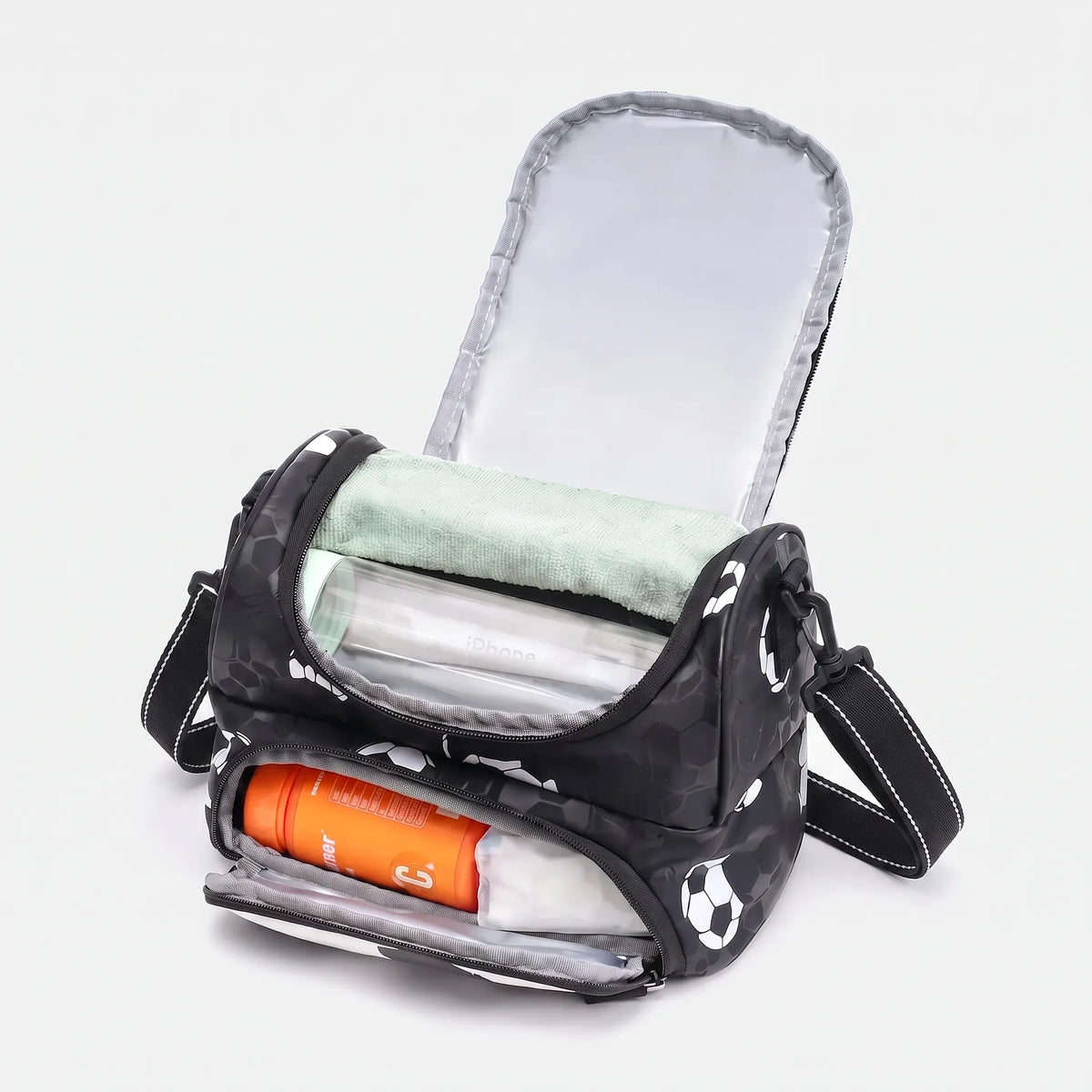 Mochila Escolar Infantil con Bolsillo Frontal de Balón de Fútbol