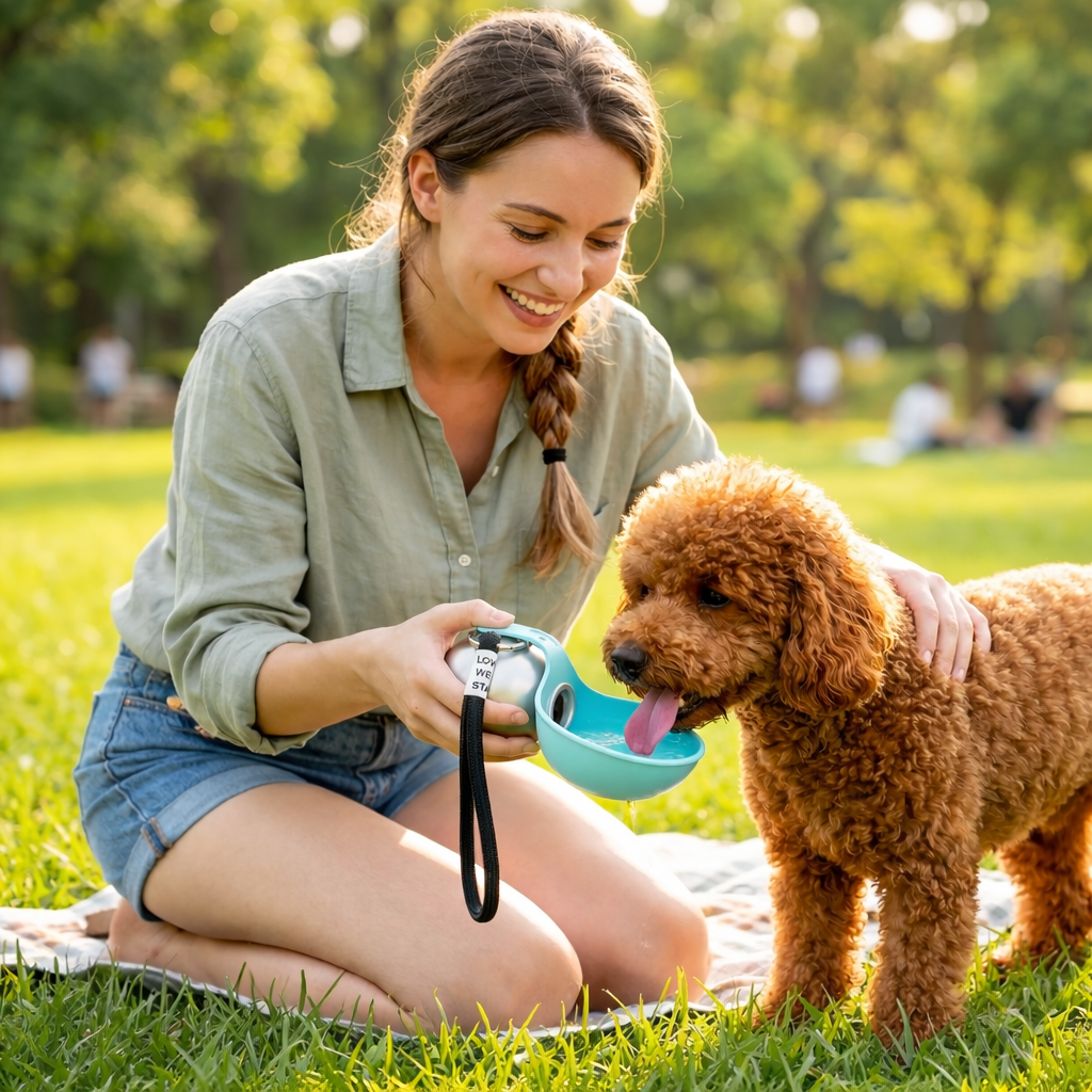 Botella de Agua Portátil para Perros de 250 ml con Bebedero Plegable
