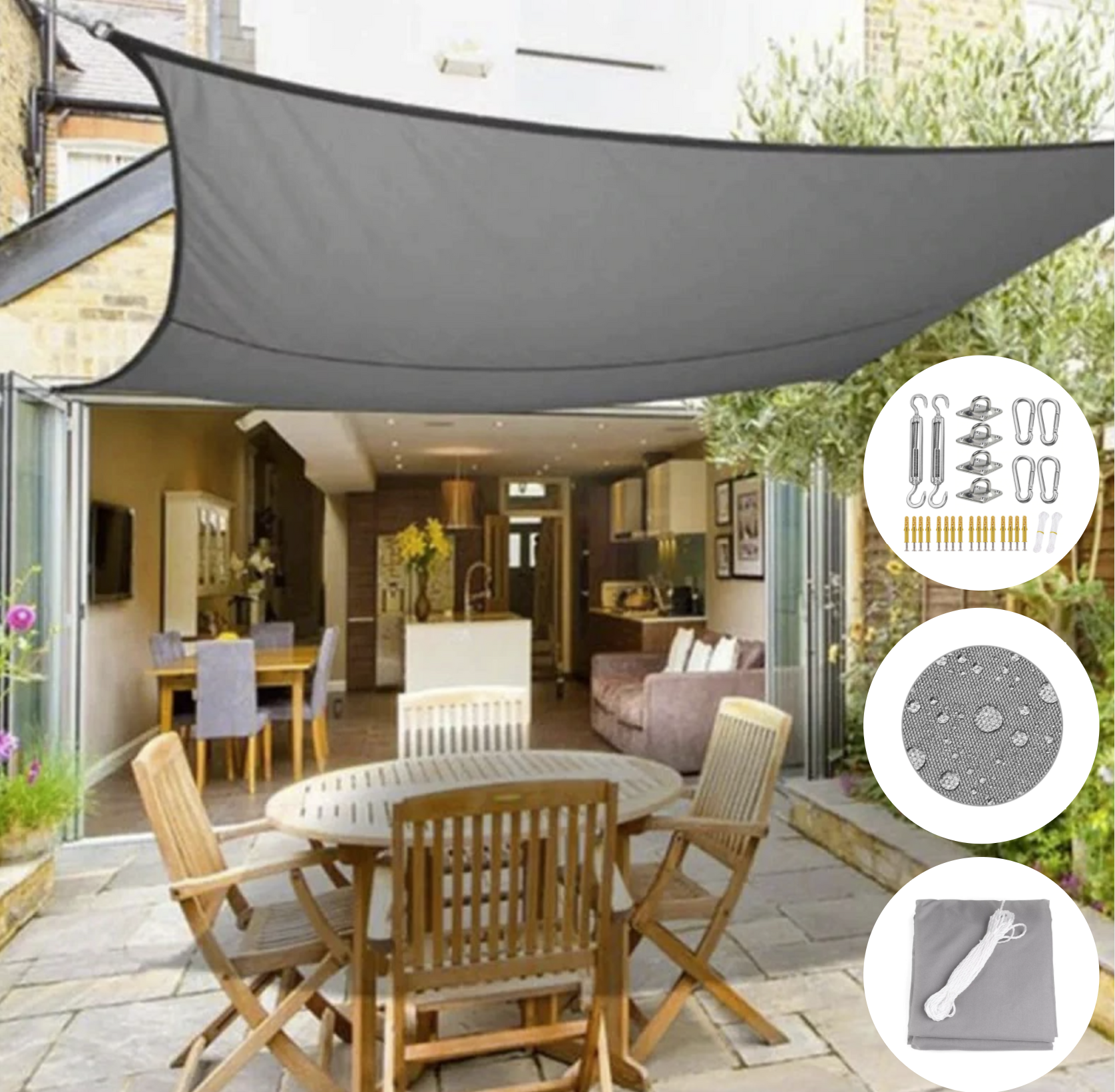 Toldo de Sombra Exterior para Patio y Jardín
