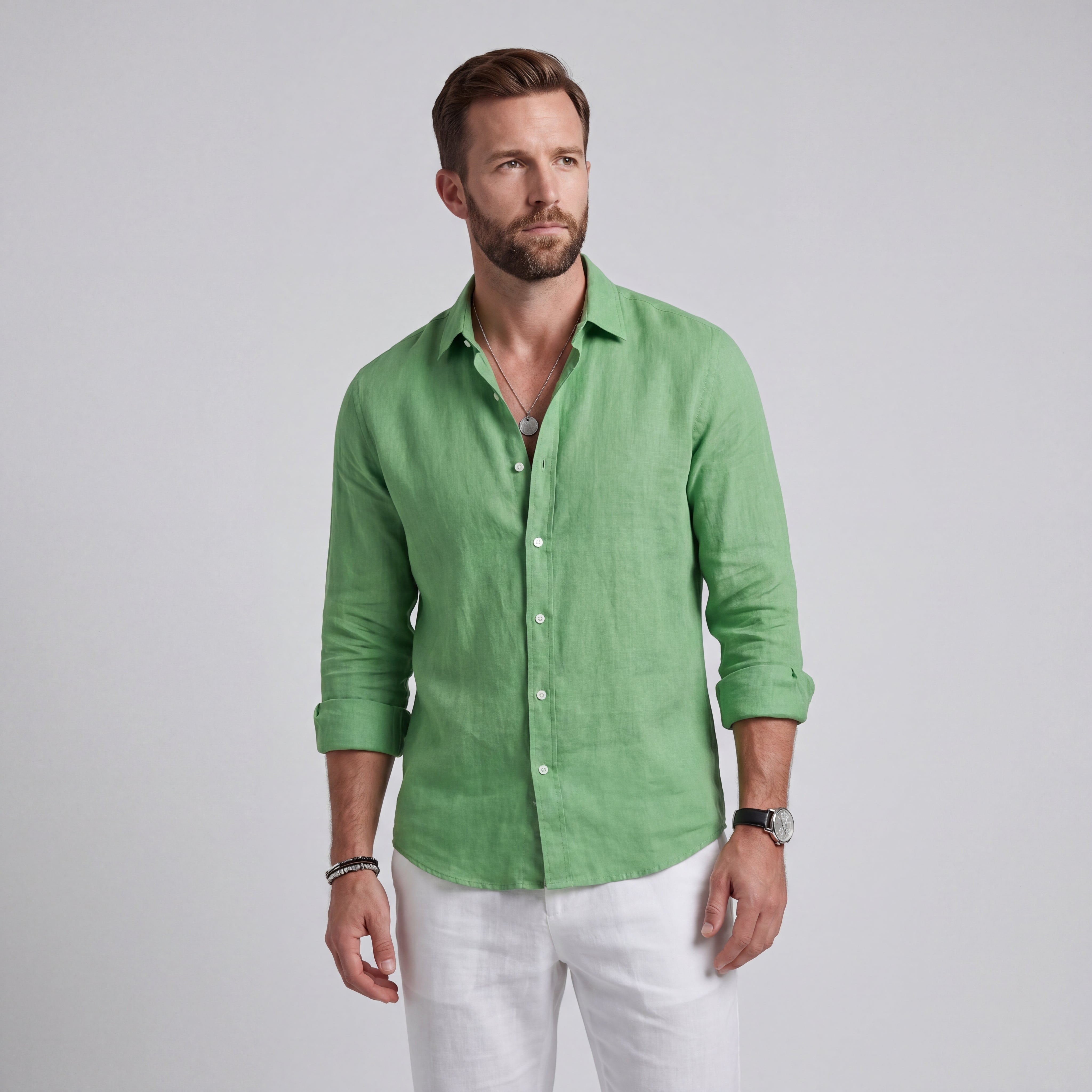 CHRISTOFER | CAMISA VERANIEGA DE CORTE HOLGADO - Verde Clarito