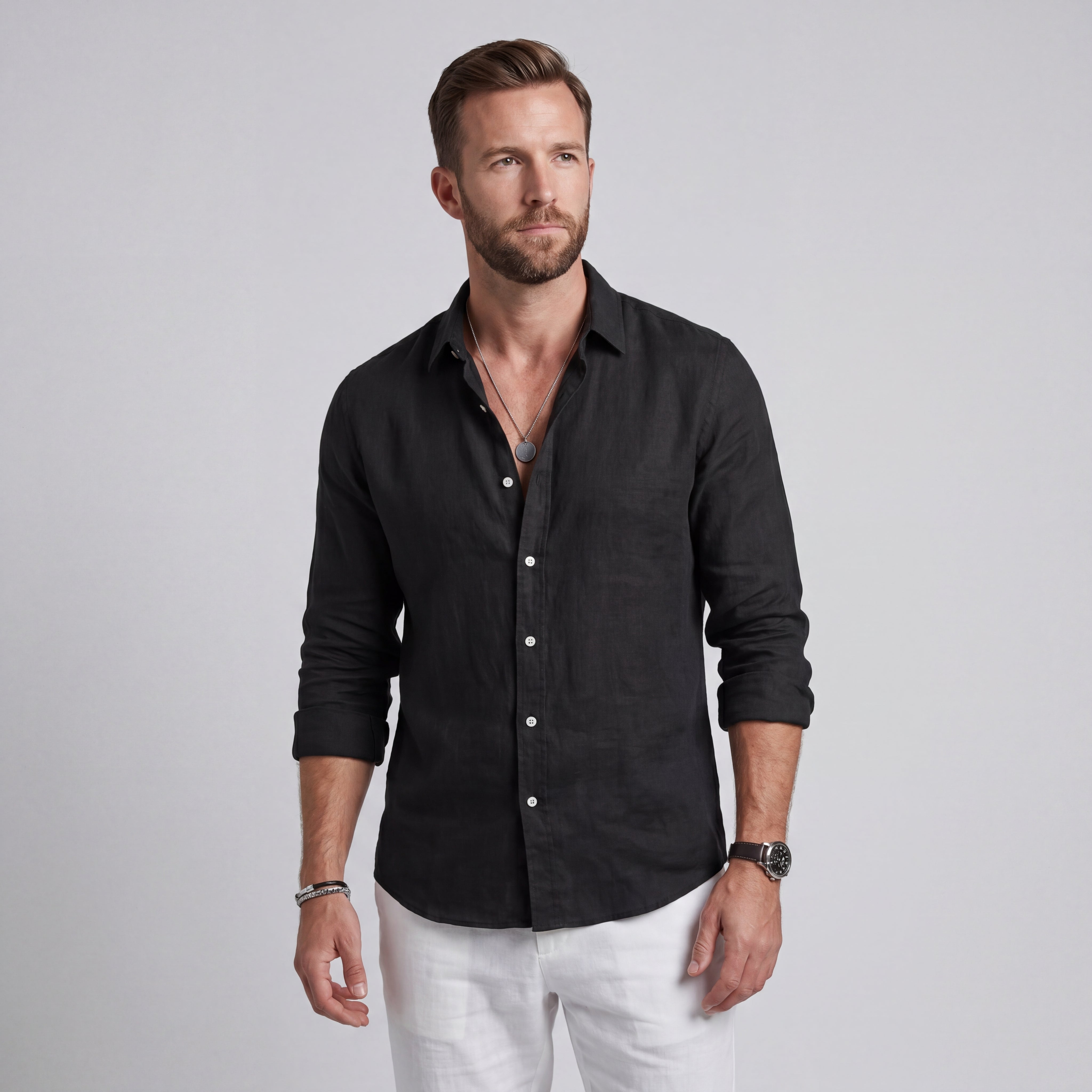 CHRISTOFER | CAMISA VERANIEGA DE CORTE HOLGADO - Negro