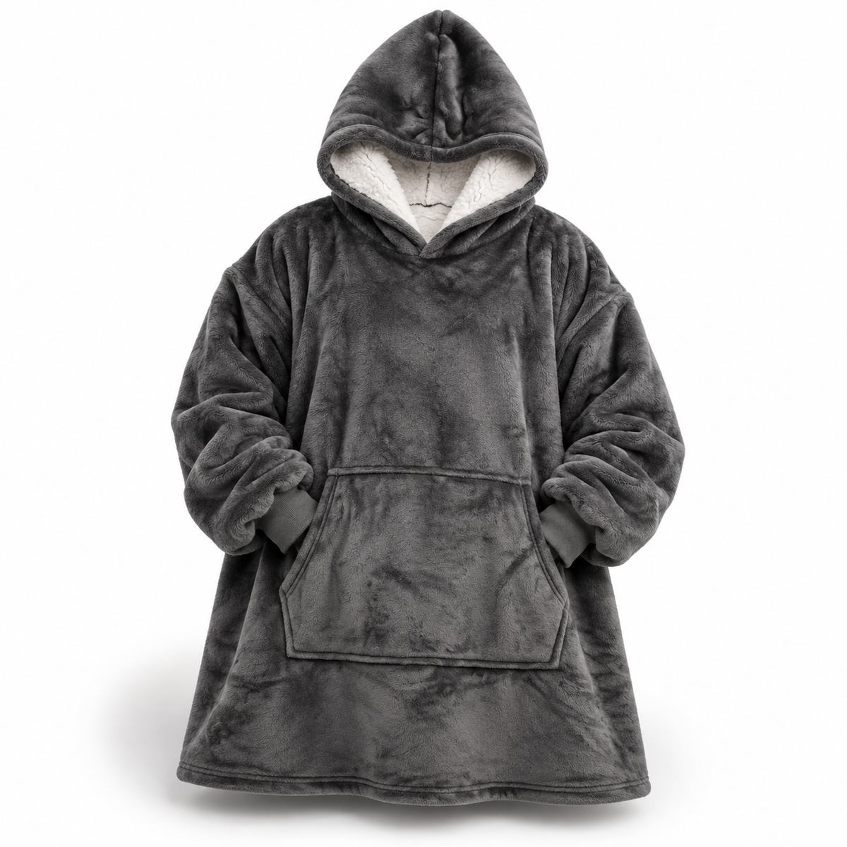 Oversize dekenhoodie met sherpakap en voorvak