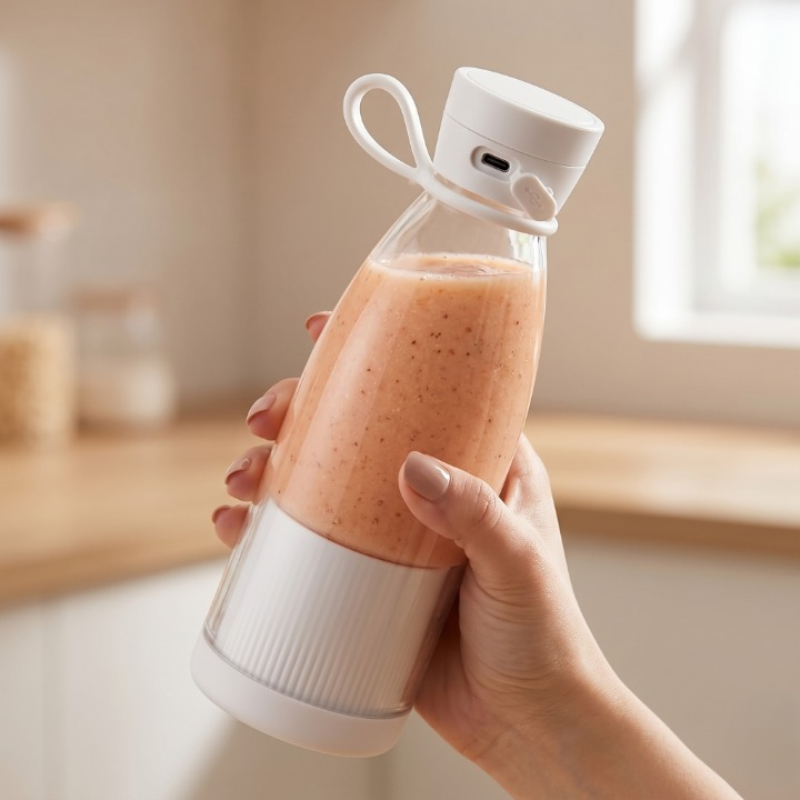 Batidora Portátil Inalámbrica para Smoothies con Batería USB y Cuchillas de Acero Inoxidable