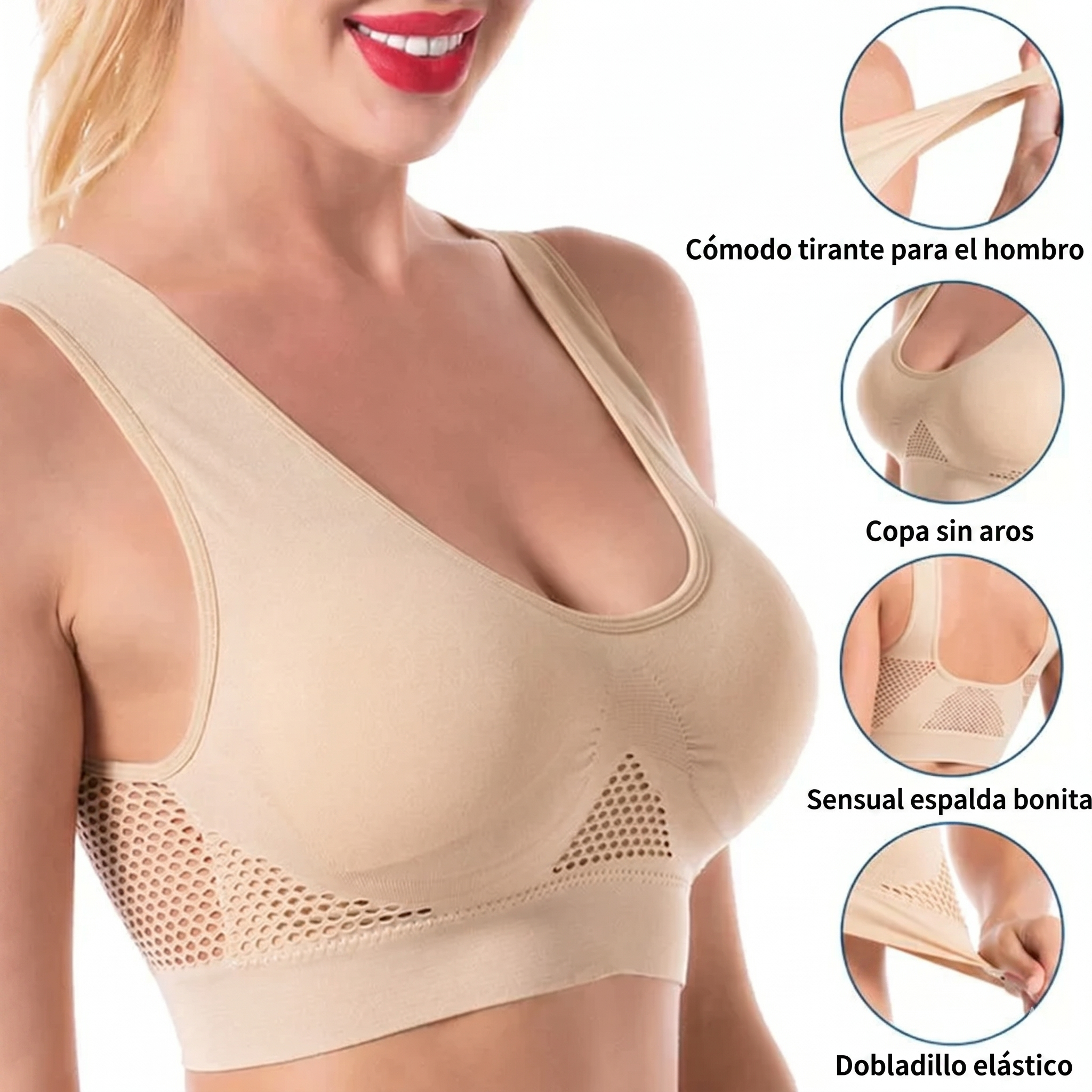 Veloura Comfort | Sujetador deportivo mujer - Push-up transpirable