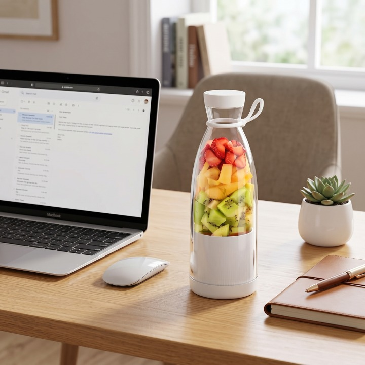 Batidora Portátil Inalámbrica para Smoothies con Batería USB y Cuchillas de Acero Inoxidable