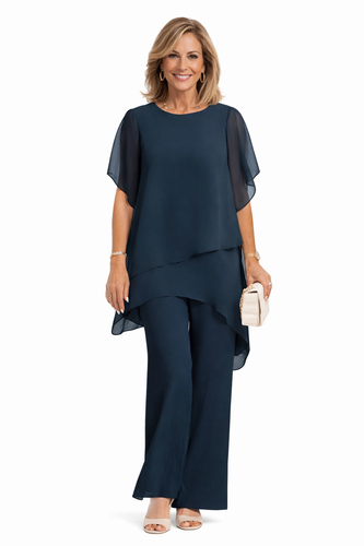 Conjunto de Dos Piezas para Mujer | Corte Fluido con Pantalón Ancho