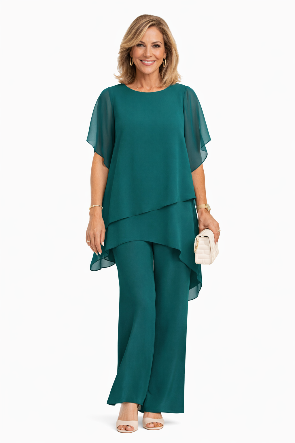 Conjunto de Dos Piezas para Mujer | Corte Fluido con Pantalón Ancho