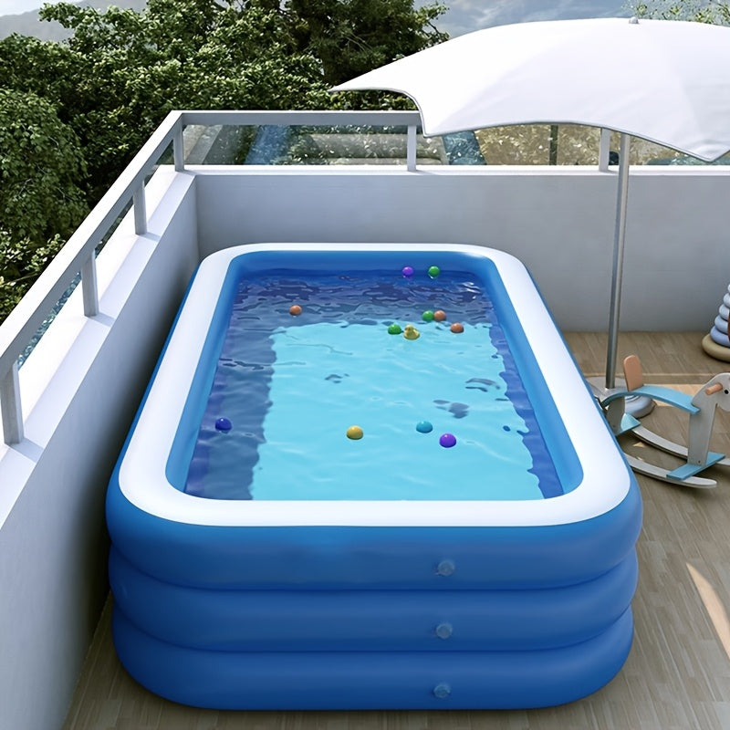 Detalle paredes hinchables de 3 anillos - piscina rectangular para jardín