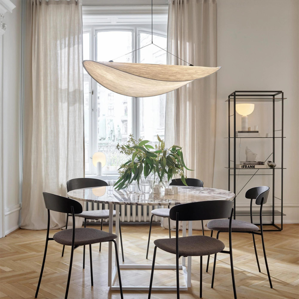 Lámpara Colgante Japandi de Acabado Textil en 40 y 60 cm para Salón y Comedor