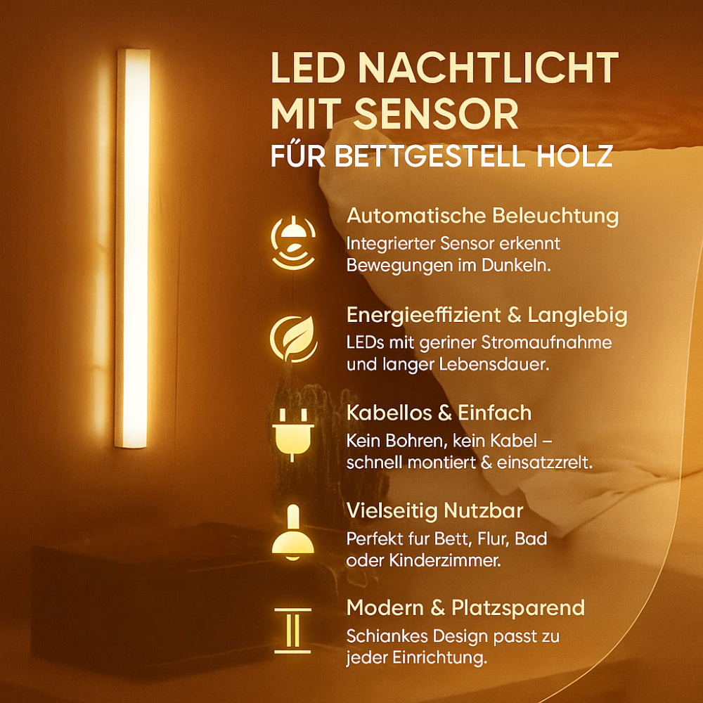 Luz nocturna LED con sensor para cama de madera