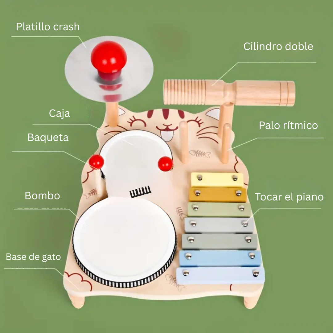 TamborWood – Batería de madera musical y educativa para niños pequeños
