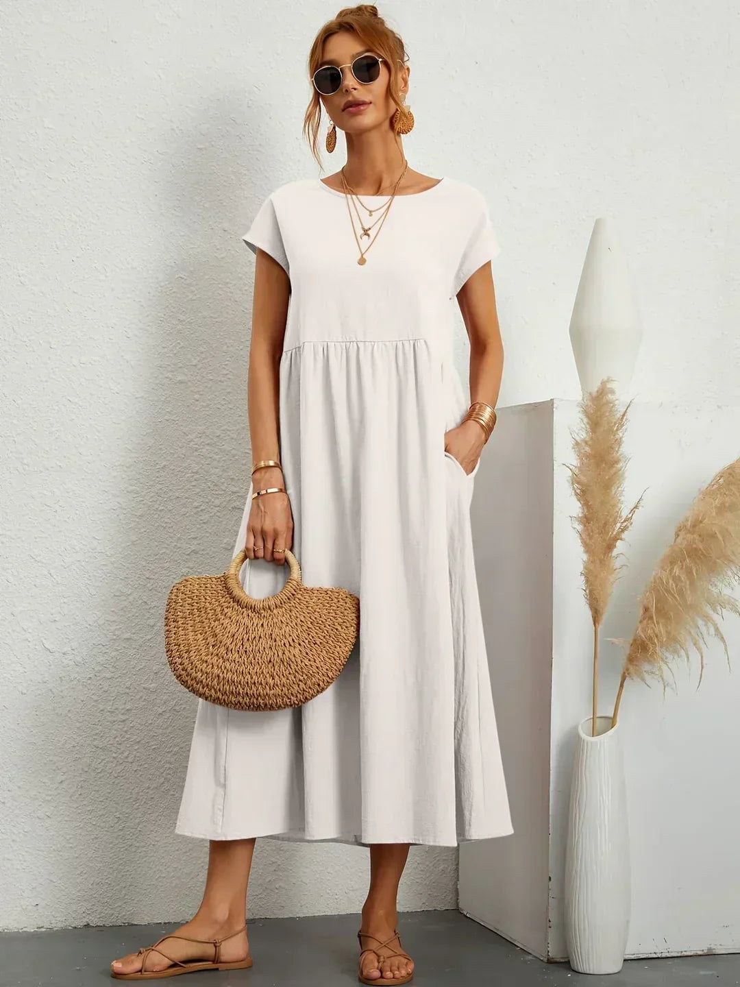 Gabrielle — Vestido Midi Fluido con Elegancia Atemporal