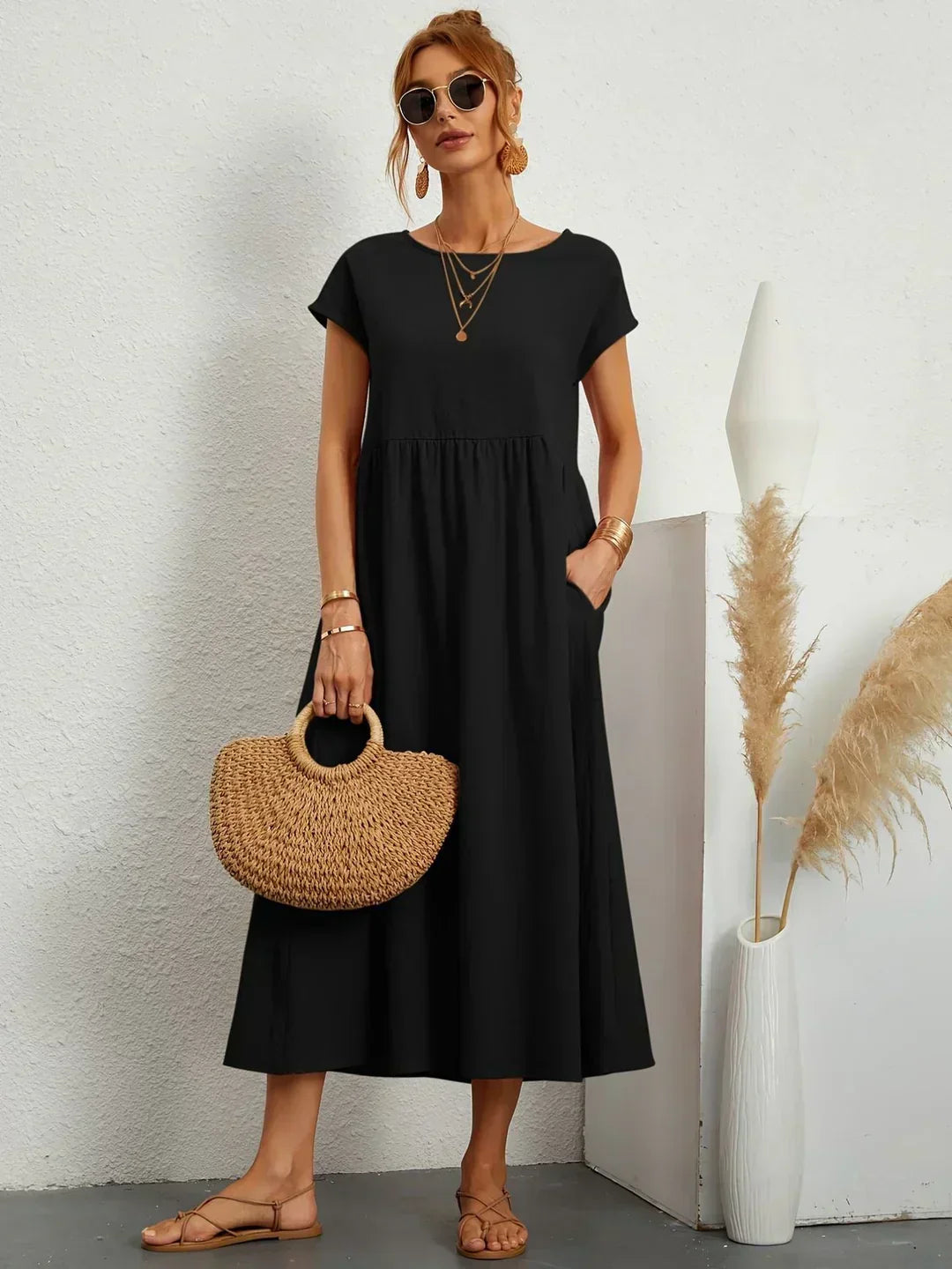 Gabrielle — Vestido Midi Fluido con Elegancia Atemporal