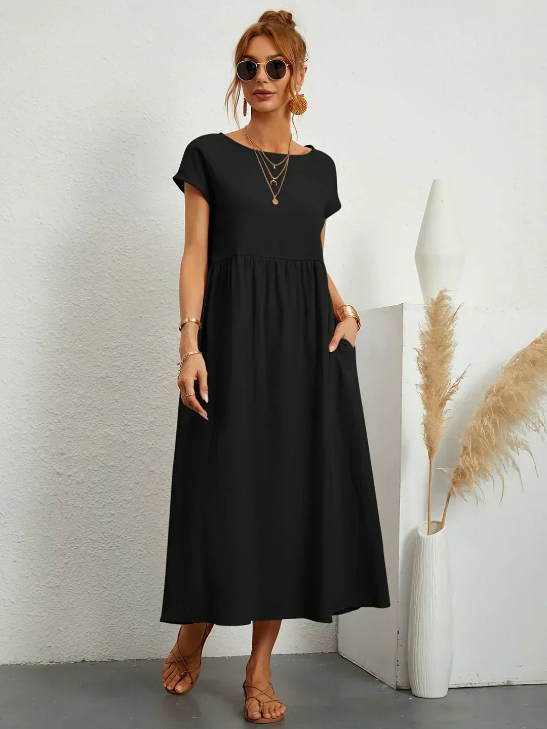 Gabrielle — Vestido Midi Fluido con Elegancia Atemporal