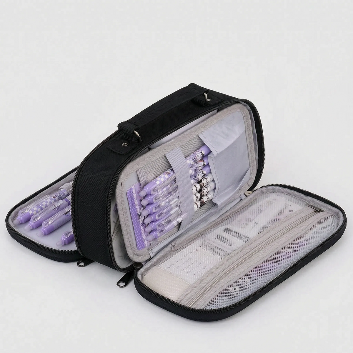 Estuche Escolar de Tela Oxford con Varios Compartimentos
