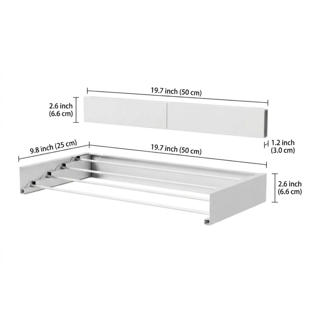 Tendedero de Pared Plegable y Extensible con Barras Retráctiles