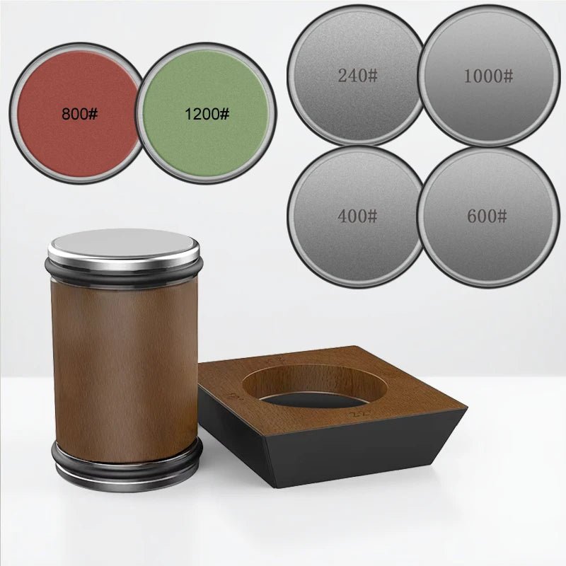 DIASHARP – Juego de afiladores de cuchillos rodantes con afilador de diamante y plataforma de madera