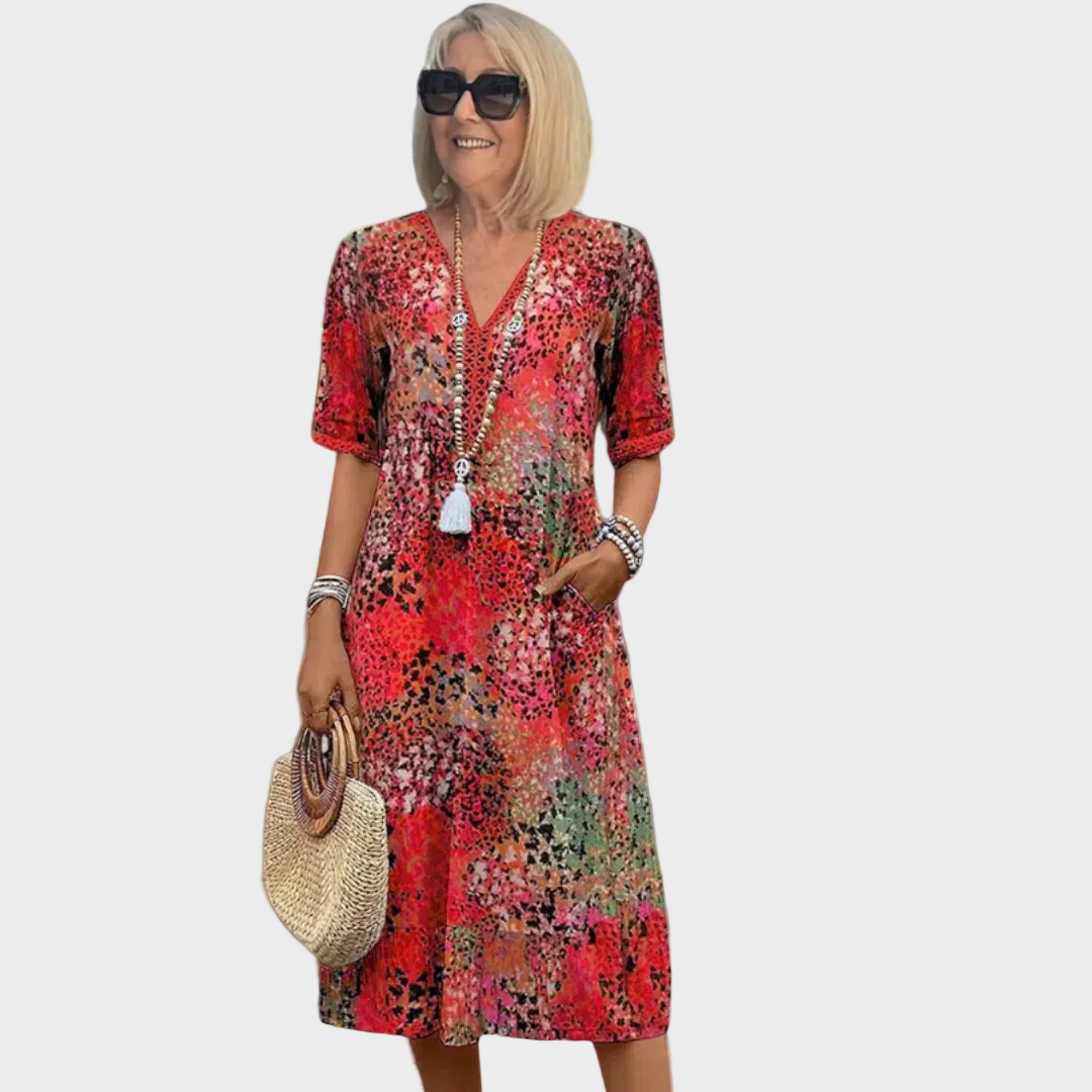 Vestido Midi Estampado para Mujer | Escote en V