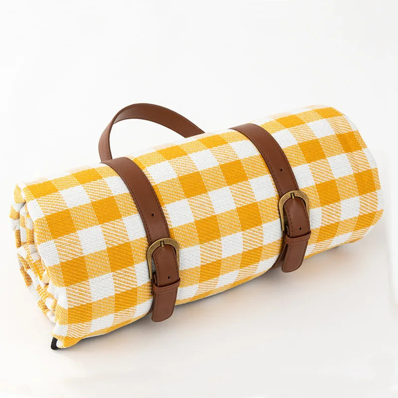 Manta de Picnic Impermeable a Cuadros con Asa de Transporte