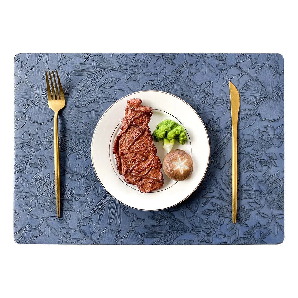 Manteles individuales de PU con estampado de flores – Disponibles en 5 colores