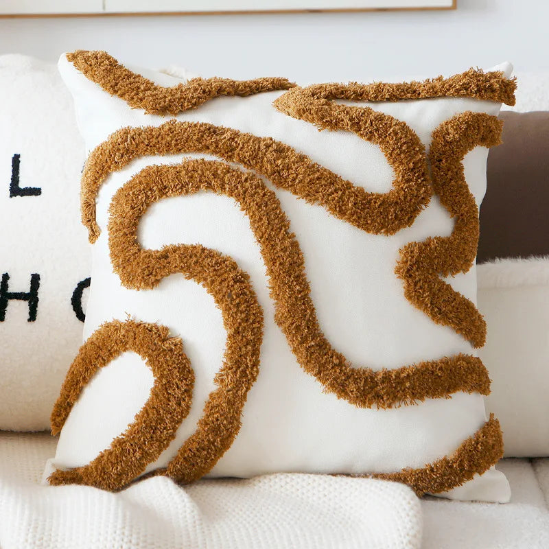 Housse de coussin décorative de 45 × 45 cm aux motifs géométriques et végétaux