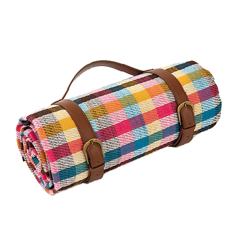 Manta de Picnic Impermeable a Cuadros con Asa de Transporte