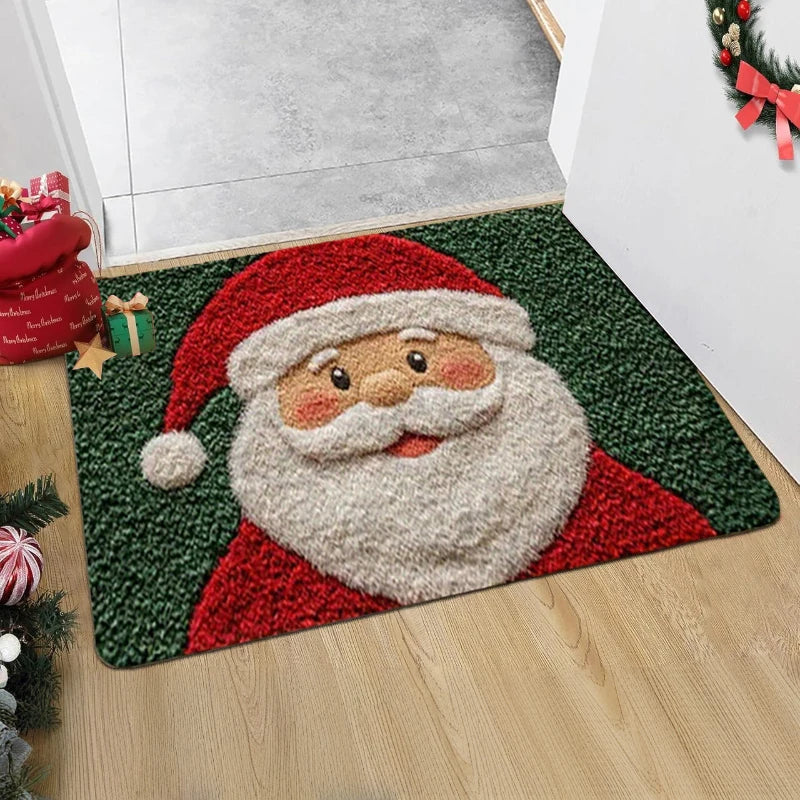 Kerstmat van 60 × 40 cm met afbeeldingen van de kerstman, rendieren en sparren
