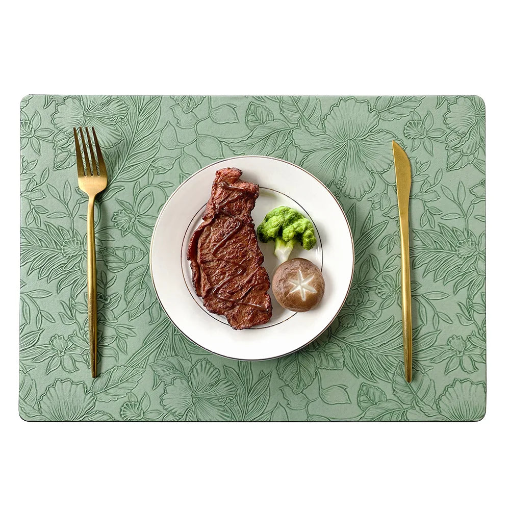 Manteles individuales de PU con estampado de flores – Disponibles en 5 colores