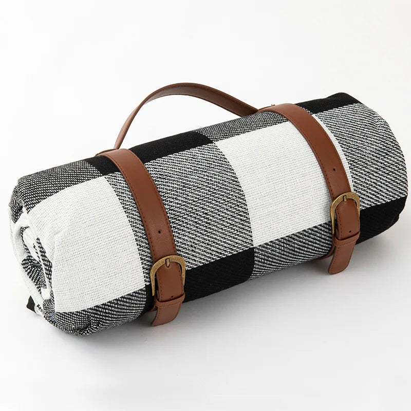 Manta de Picnic Impermeable a Cuadros con Asa de Transporte