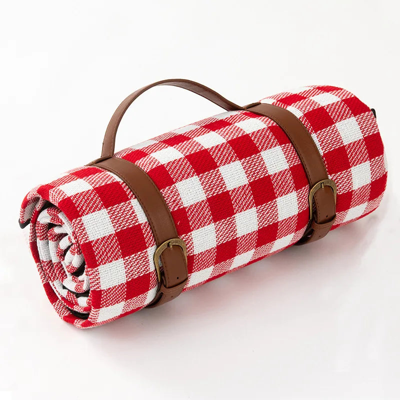Manta de Picnic Impermeable a Cuadros con Asa de Transporte