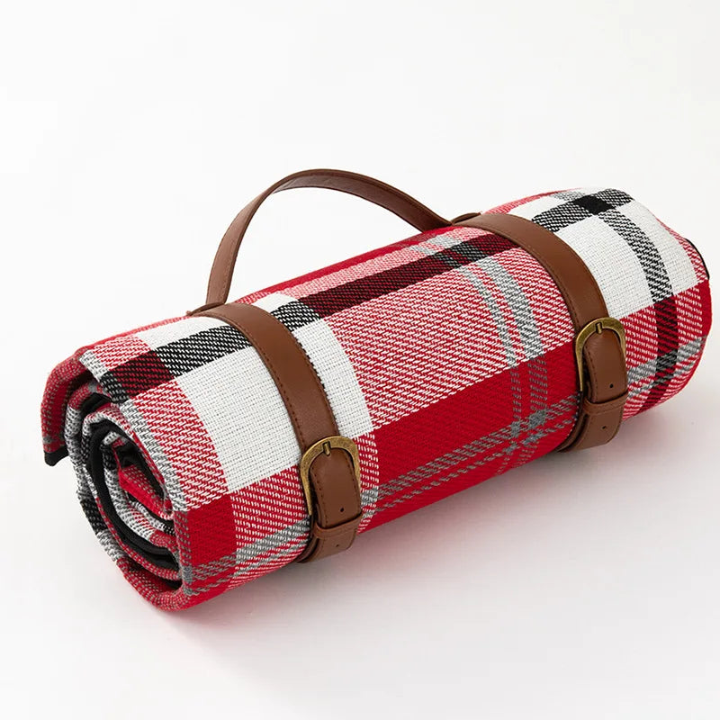 Manta de Picnic Impermeable a Cuadros con Asa de Transporte