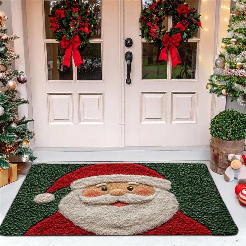 Kerstmat van 60 × 40 cm met afbeeldingen van de kerstman, rendieren en sparren