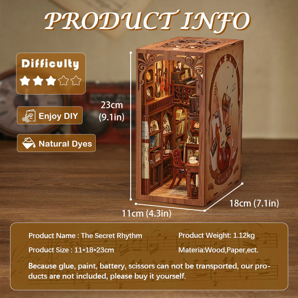 Maqueta Book Nook DIY The Secret Rhythm de 355 piezas con luz LED