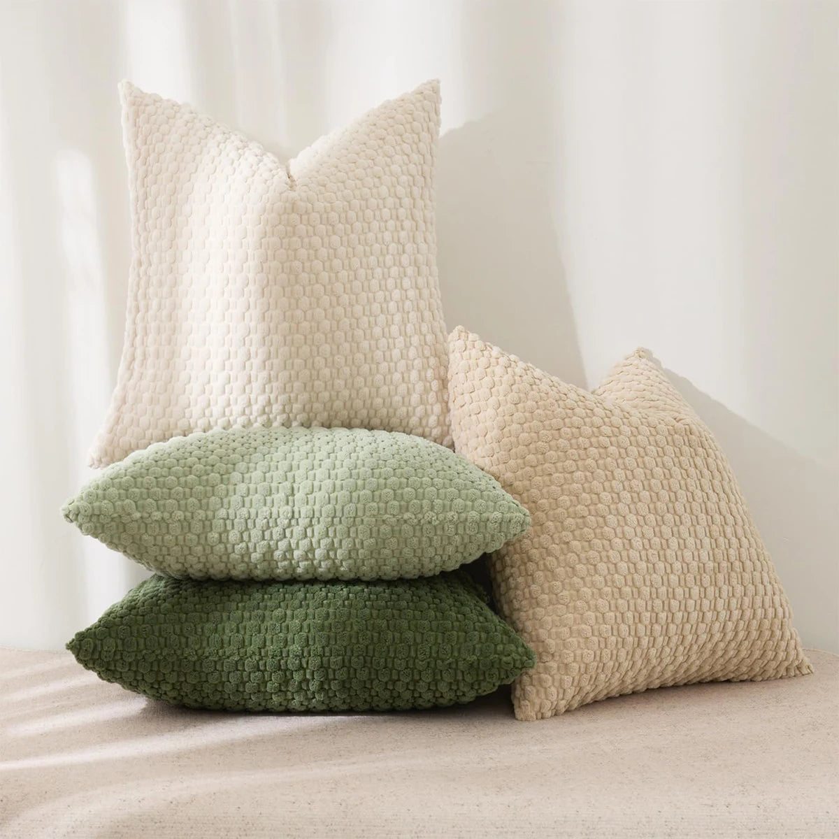 Housse de coussin en velours côtelé à rayures sur les deux faces pour canapé