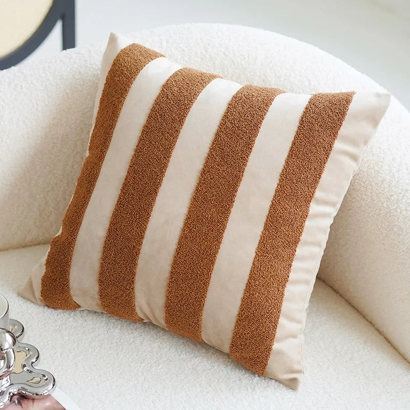 Housse de coussin décorative de 45 × 45 cm aux motifs géométriques et végétaux