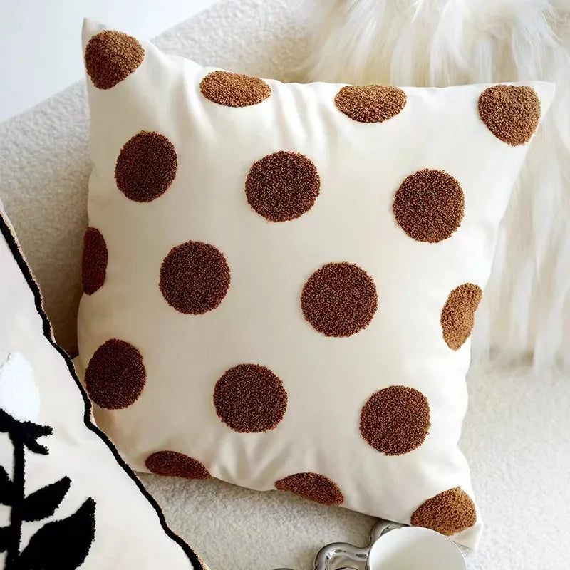 Housse de coussin décorative de 45 × 45 cm aux motifs géométriques et végétaux