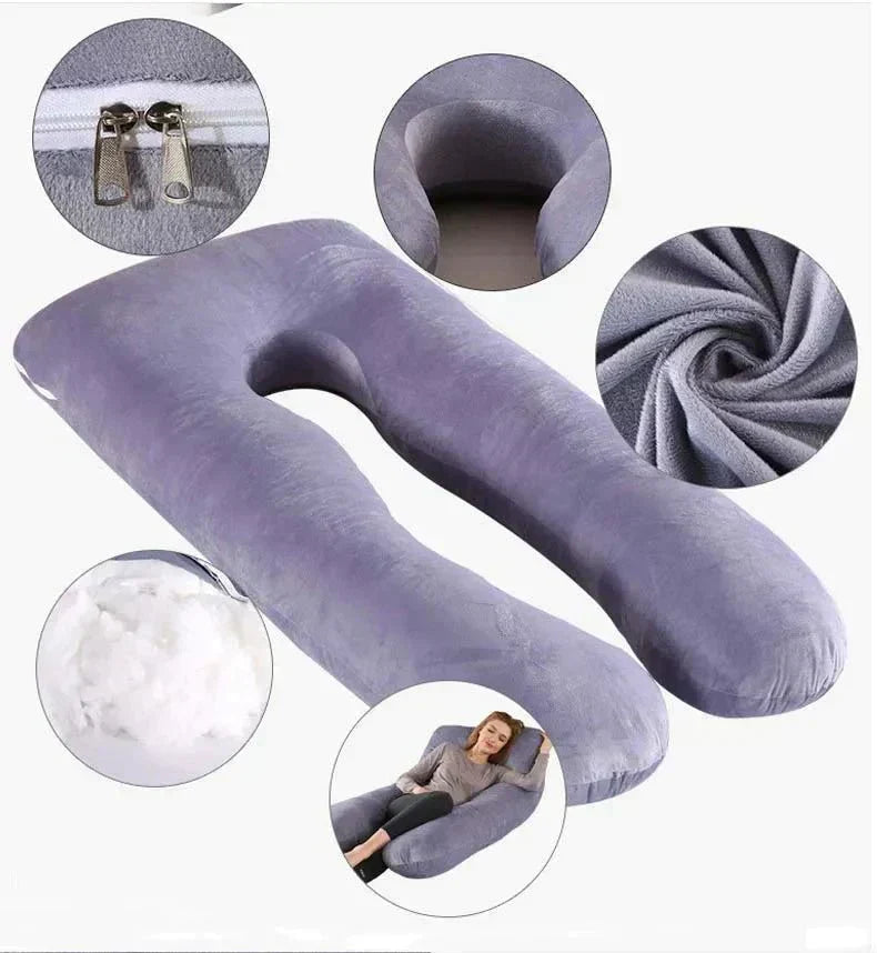 U-vormig lichaamskussen van 130 × 70 cm met wasbare hoes