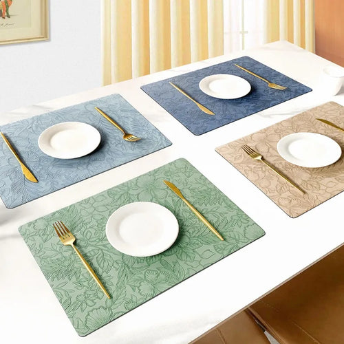 Manteles individuales de PU con estampado de flores – Disponibles en 5 colores